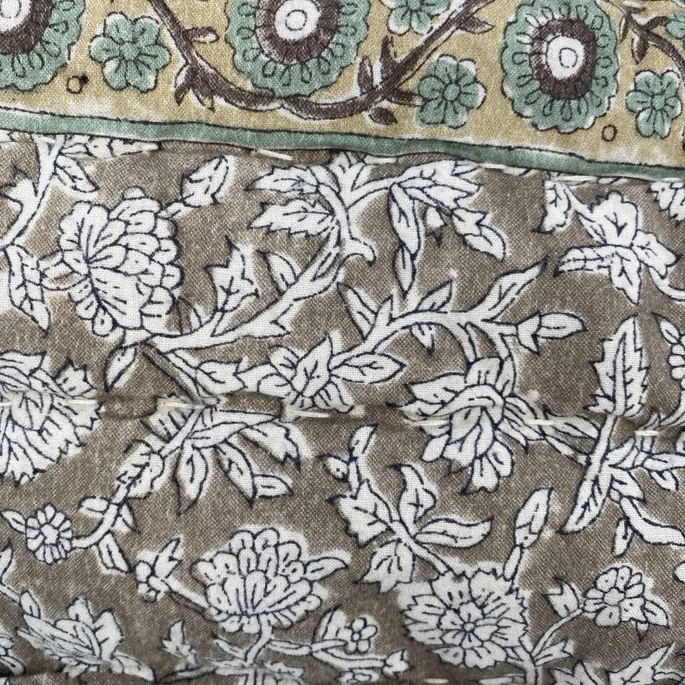 Nicole Miller Artelier Quilt FULL/QUEEN Floral Traditional Block Cotton Boho